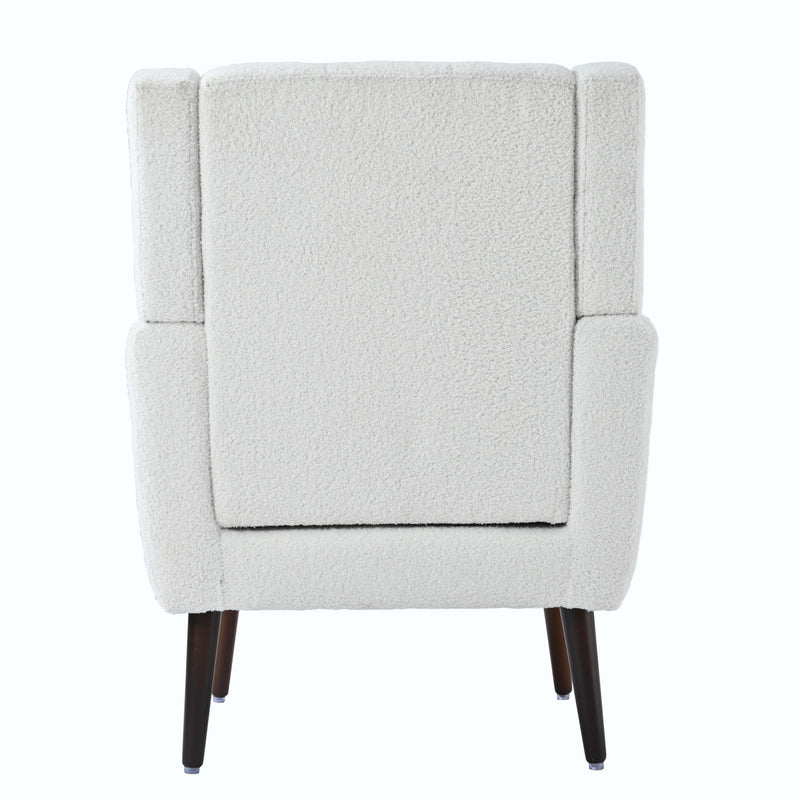 Modern Accent Chair, Chenille Arm Chairs For Living Room, Upholstered Mordern Armchair, Comfy Soft Padded Lounge Chair In Small Space, Bedroom, With Pillow, Solid Wood Leg