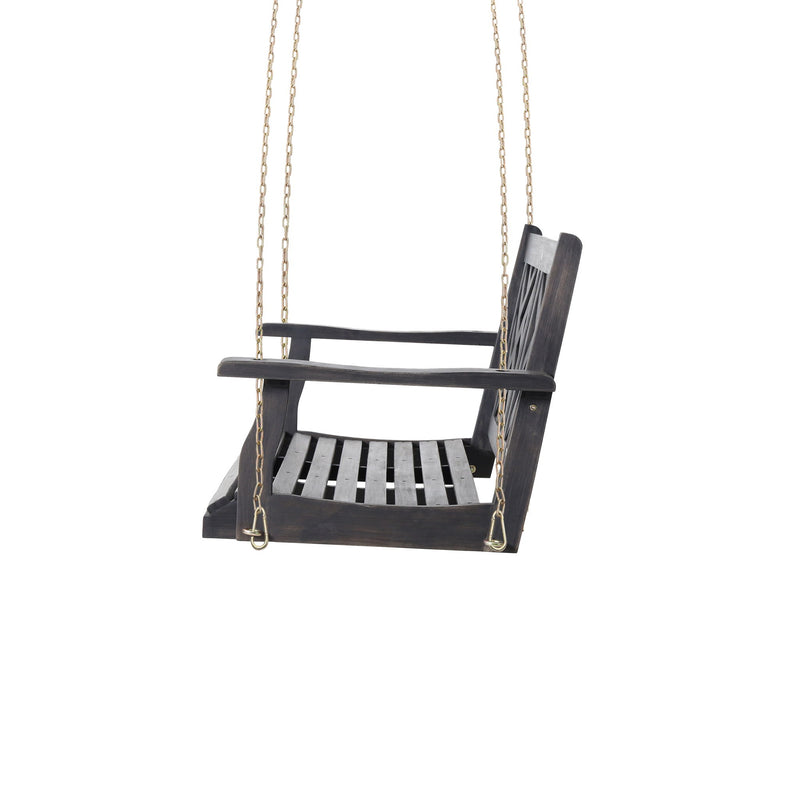 Alejandro - Acacia Wood Porch Swing With Slat Panel Seating