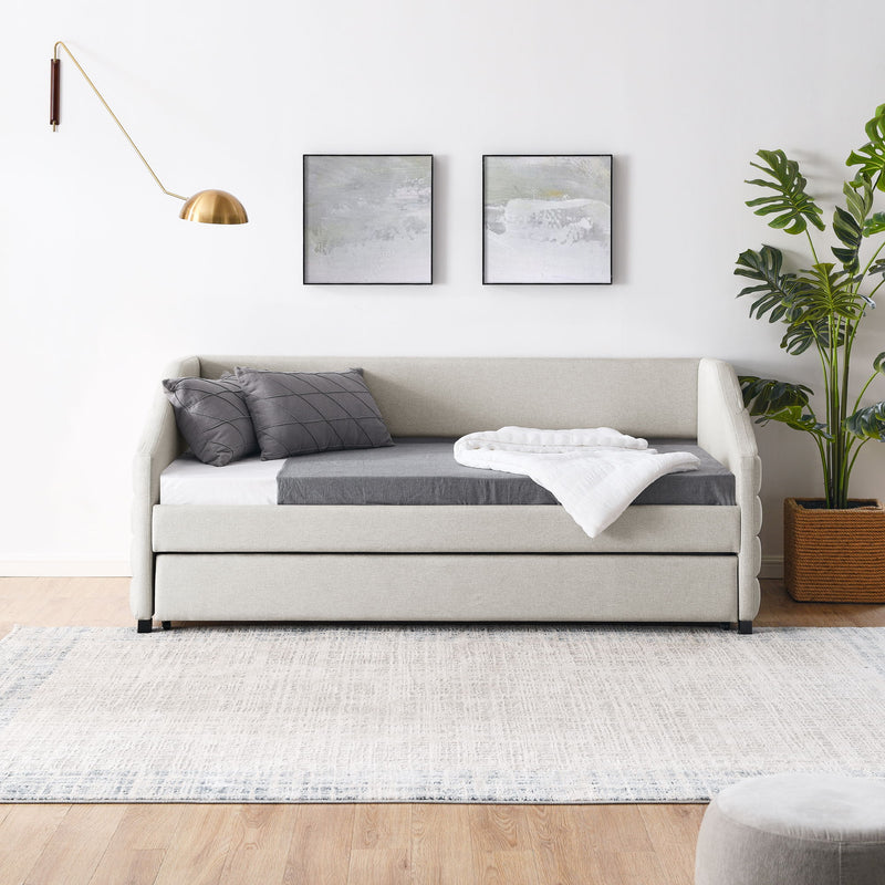 Elegant Daybed With Trundle Upholstered Tufted Sofa Bed