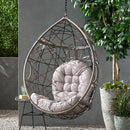 Marlin Hanging Egg Chair Basket With Teardrop Design - Gray