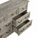 Farmhouse Vintage 7 Drawers Dresser With Natural Texture