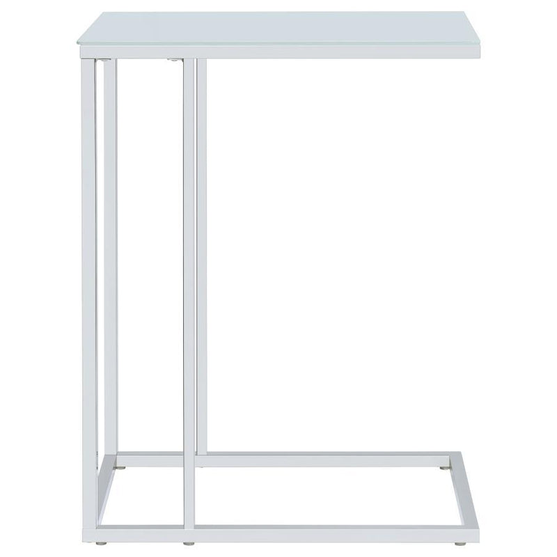 Stella - Glass Top C-Shaped Sofa Side Table - Chrome