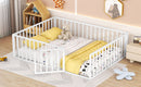 Metal Floor Bed Frame With Fence And Door