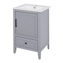 20" Bathroom Vanity With Sink, Bathroom Cabinet With A Door, Door Shelf Storage And Adiustable Foot Pads, A Drawer - Gray