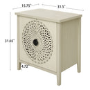 Hollow Carved 2 Door Accent Cabinet Sideboard Buffet Storage Cabinet With Adjustable Shelf For Entryway Living Room Bedroom - Natural