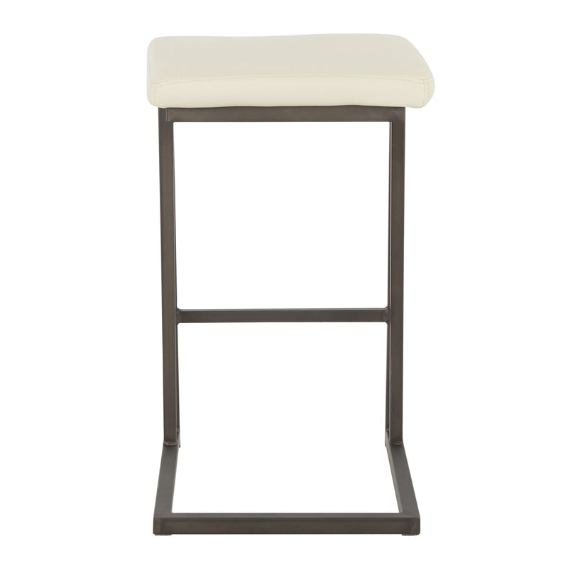 Roman - Industrial Counter Stool (Set of 2) - Antique Metal / Cream