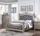 Formal Traditional Antique Silver 1pc Queen Size Bed Tufted Faux Leather Headboard Footboard Bedframe