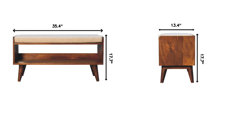 Solid Wood Bench With Upholstered Sea