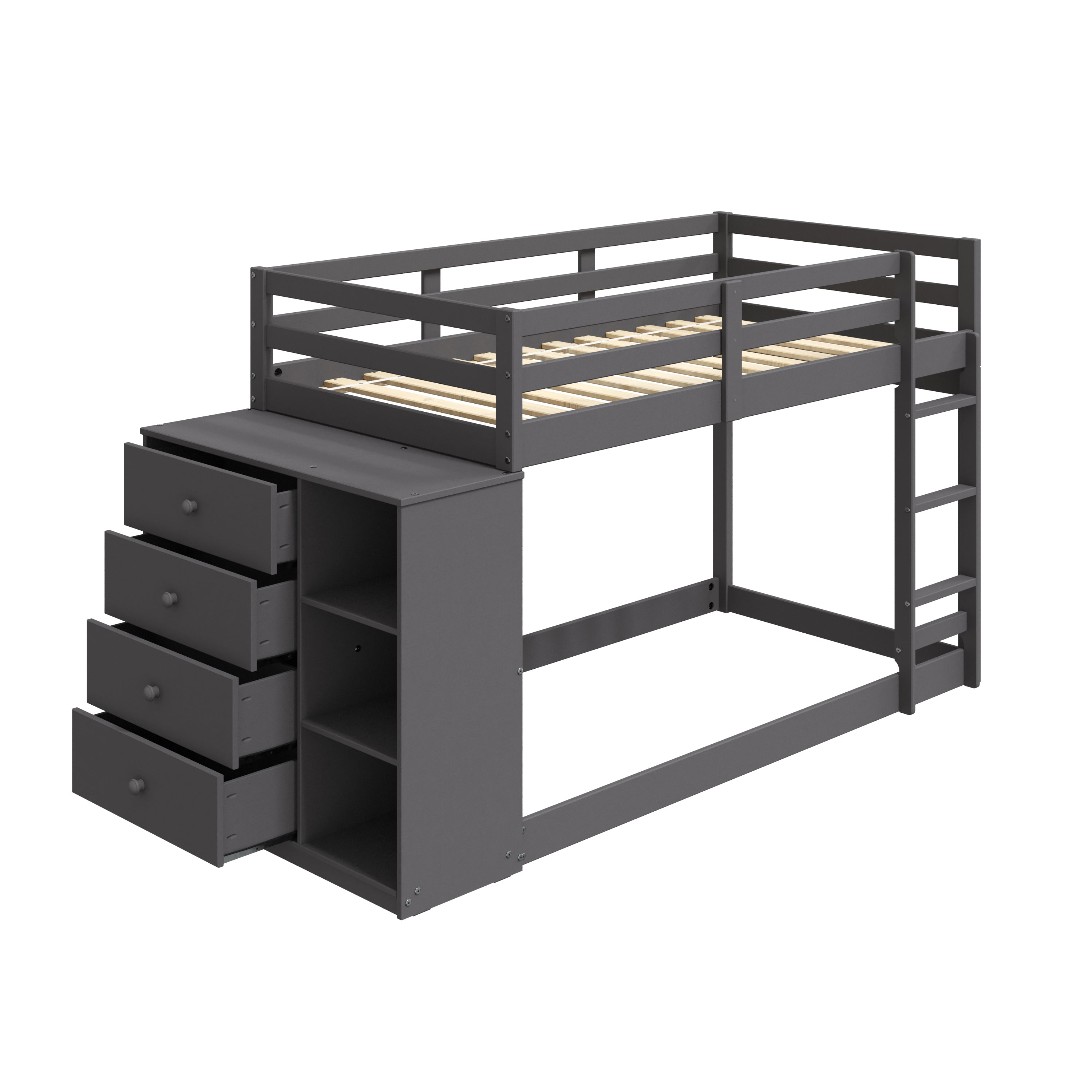 ACME Gaston Twin/Twin Bunk Bed w/Cabinet, Gray Finish BD01372 - Atlantic Fine Furniture Melbourne FL