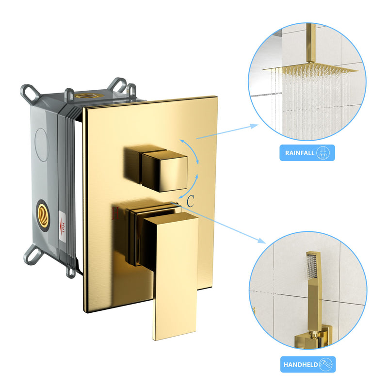 Dual Shower Head System With Ceiling Mount And Rough In Valve