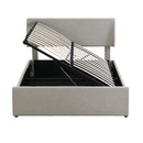 Full Size Sleigh Bed with Side-Tilt Hydraulic Storage System, Linen Upholstery, Gray