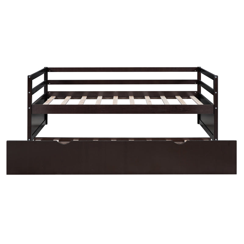 Twin Size Wood Daybed with Twin Size Trundle, Espresso