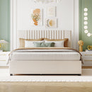 Upholstered Platform Bed With Drawers, Classic Headboard Design