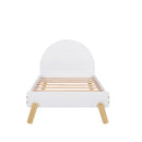 Wooden Cute Platform Bed With Curved Headboard,Twin Size Bed With Shelf Behind Headboard,White