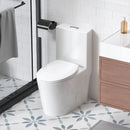 Glossy Tornado Flush 1 Piece Toilet With Dual Flush, Soft Close Seat - Gloss White