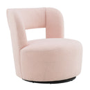 Swivel Comfy Round Barrel Chair With Soft Teddy Fabric For Living Room