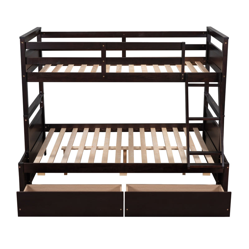 Twin Over Full Bunk Bed With Storage - Espresso