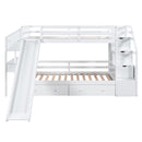 Bunk Bed With Storage Staircase, Slide, Desk, Drawers, And Shelves