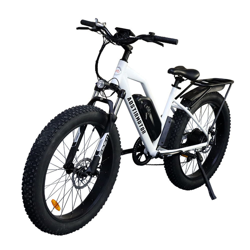 26" 750W Camouflage Electric Bike Fat Tire P7 48V 12.5Ah Removable Lithium Battery For Adults With Detachable Rear Rack Fender S07 - G - White