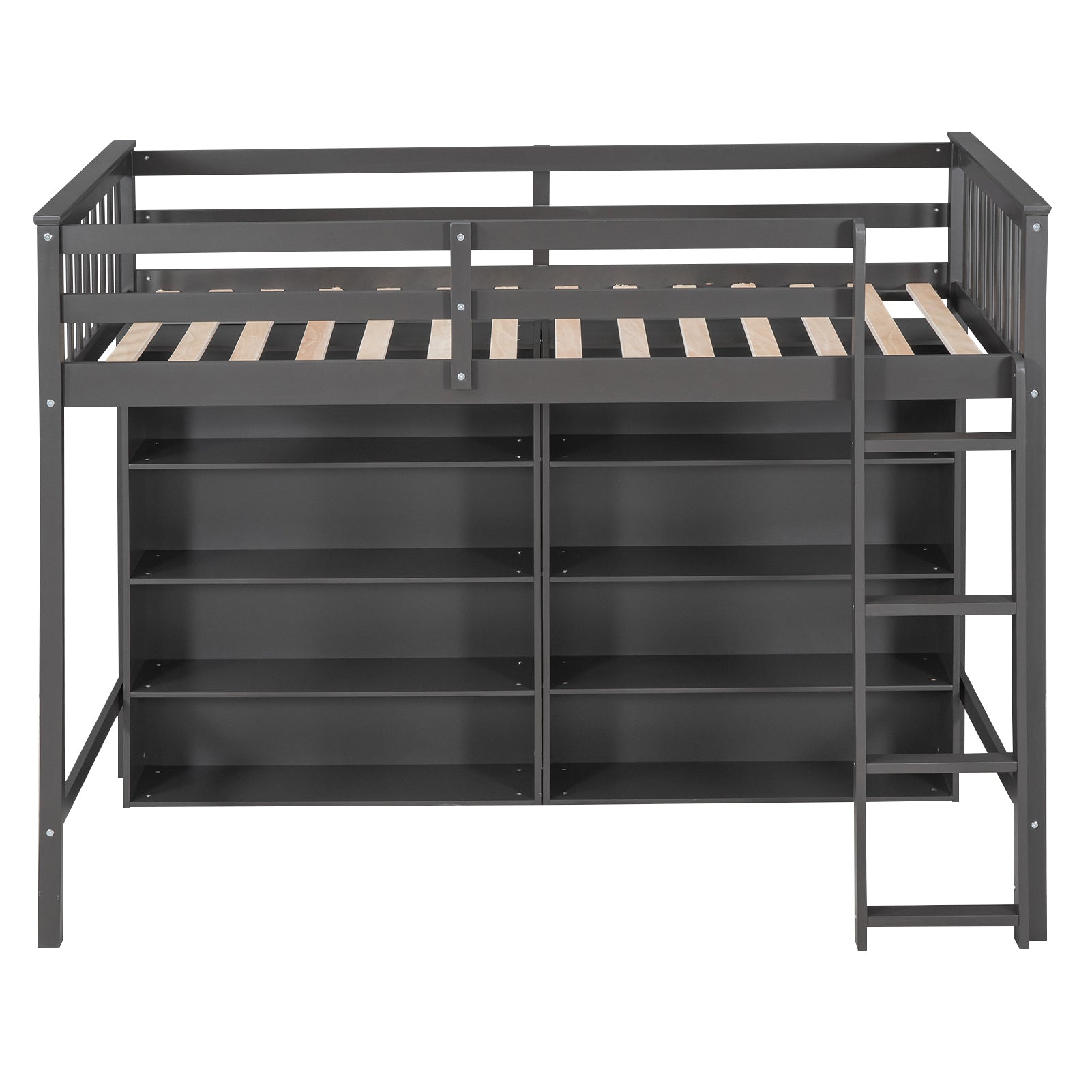 Twin Size Loft Bed with 8 Open Storage Shelves and Built-in Ladder, Gary - Atlantic Fine Furniture Melbourne FL