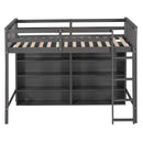 Twin Size Loft Bed with 8 Open Storage Shelves and Built-in Ladder, Gary