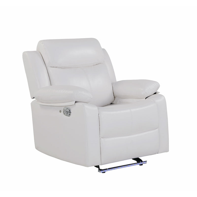 Blanche - Glider Recliner With LED Light In, Medium Firm Seating, Pillow Top Arms - White
