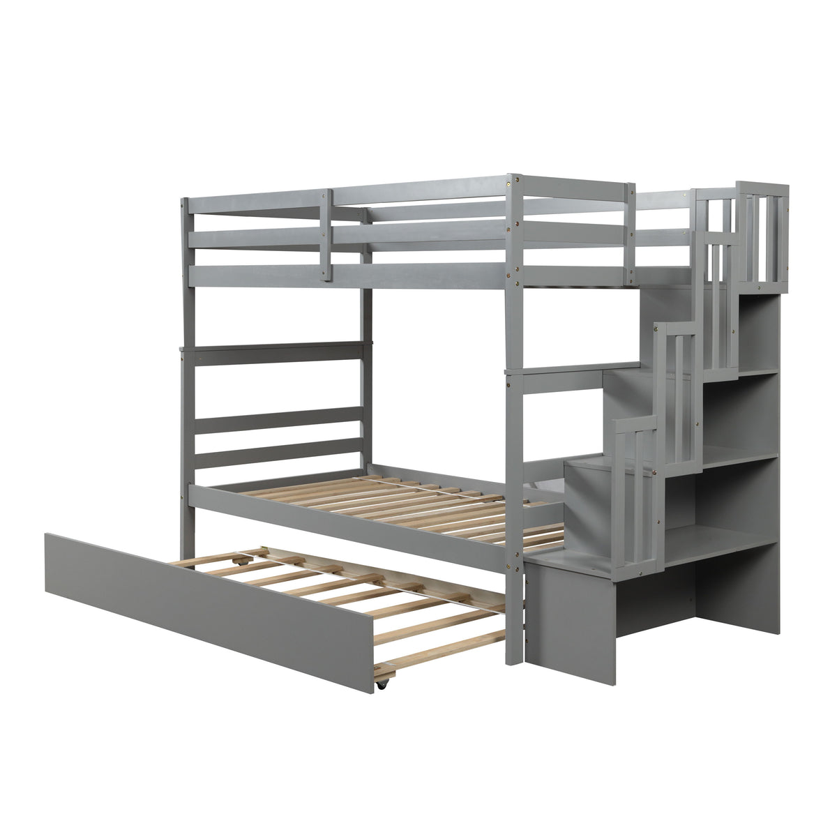 Twin Over Twin Bunk Beds With Twin Trundle And Stairway Storage Function Atlantic Fine Furniture Inc