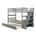 Twin Over Twin Bunk Beds With Twin Trundle And Stairway Storage Function