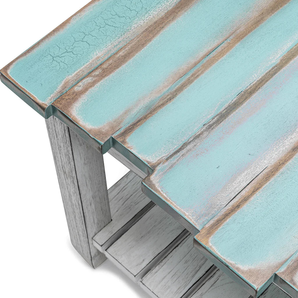 Picket Fence Coffee Table - Distressed Blue/White - Atlantic Fine Furniture Melbourne FL