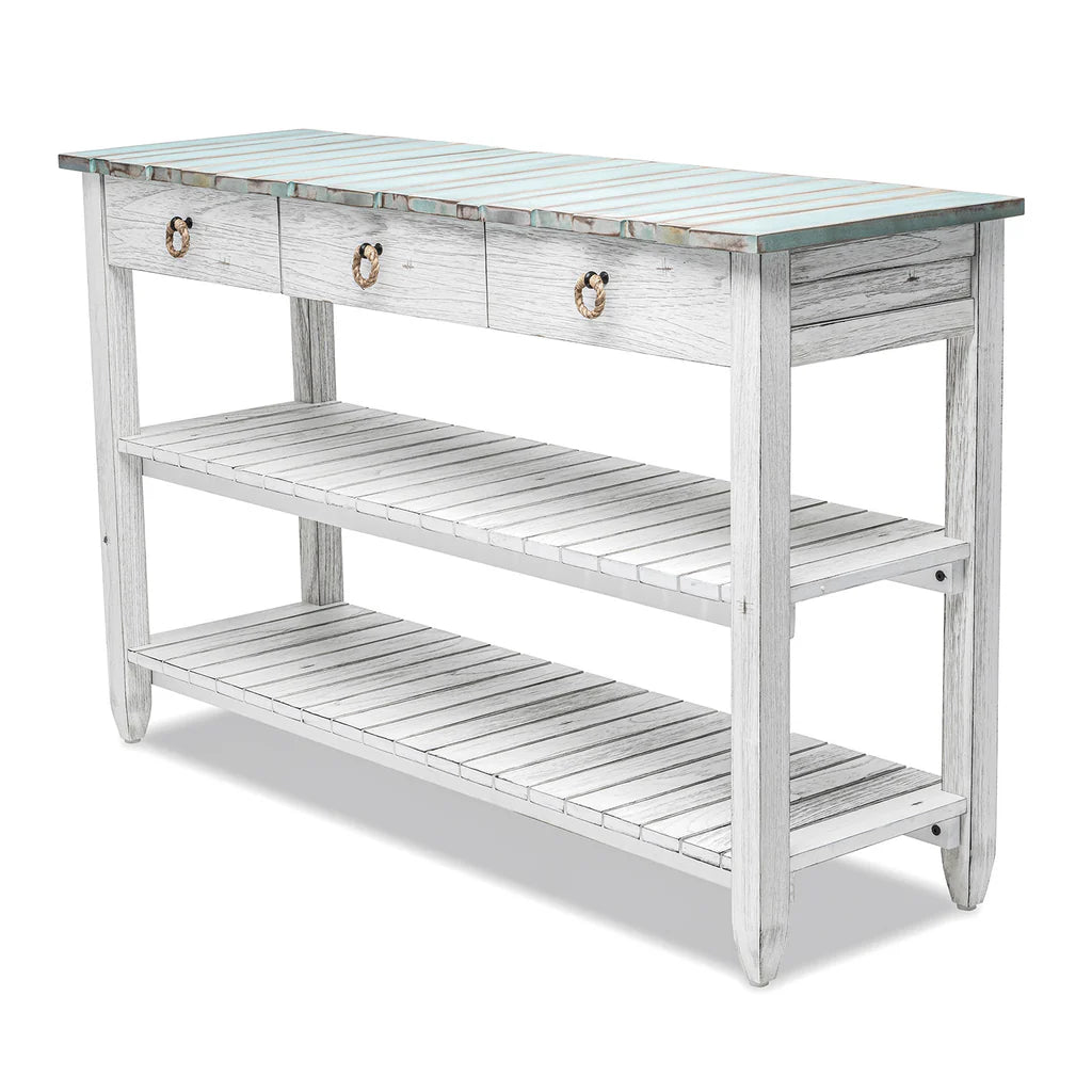 Picket Fence Entertainment Center - Distressed Blue/White - Atlantic Fine Furniture Melbourne FL