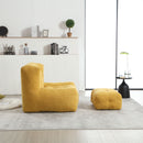 Modern Indoor Fluffy Bean Bag Chair With Memory Foam And Ottoman, Super Soft