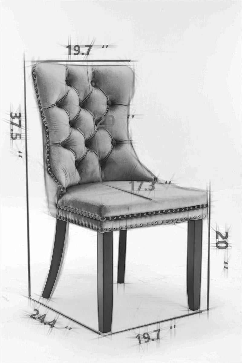 Nikki - Modern, High-End Tufted Solid Wood Contemporary Velvet Upholstered Dining Chair With Wood Legs Nailhead Trim (Set of 2)