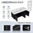 Modern Chestnut Wall Mounted Bathroom Vanity With Left Resin Sink And Storage Rack - Black Chestnut