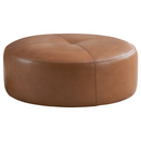 Rochelin Mid-Century Modern Tan Leather Ottoman Versatile Amber ABS 36x36 inches Floor Footrest Cushion