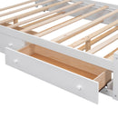 Full Size Wooden Bed With All-in-One Cabinet, Shelf and Sockets, White