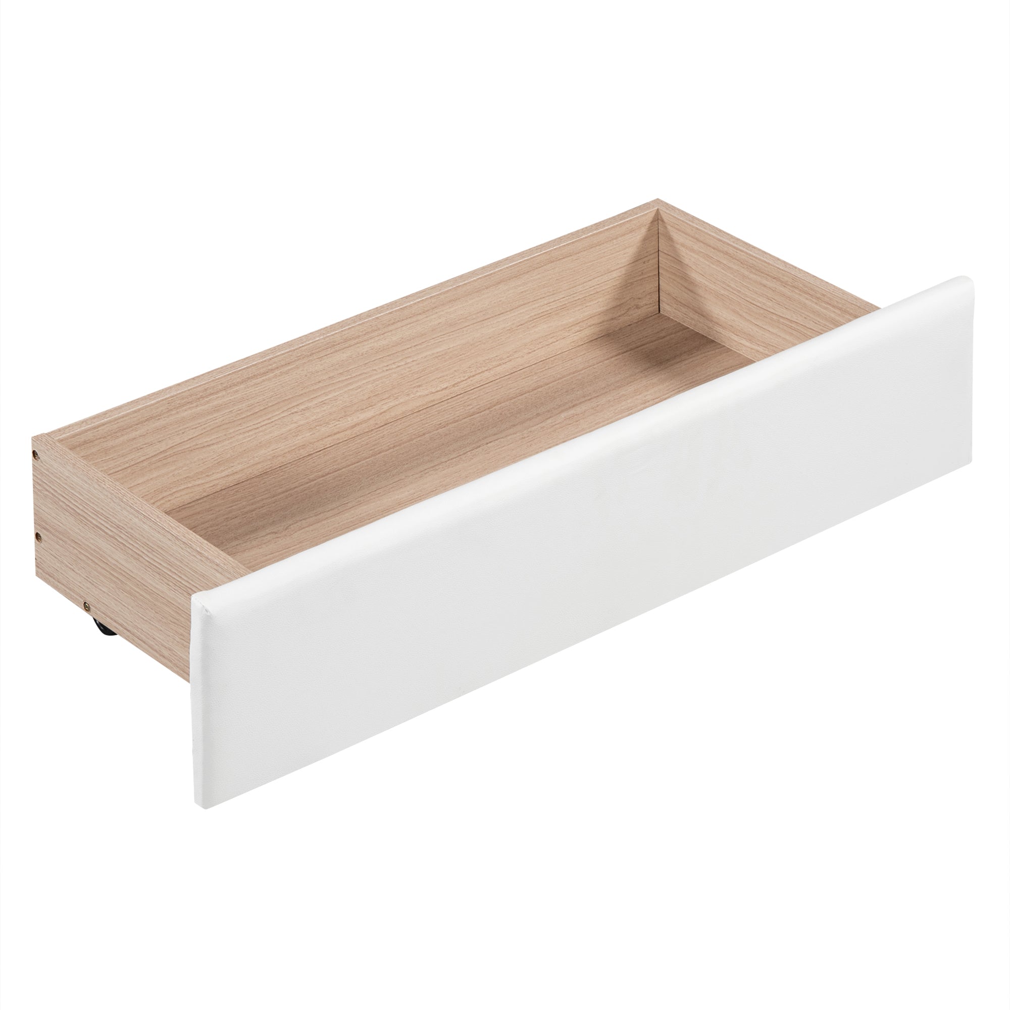 Twin Size PU Upholstered Tufted Daybed with Two Drawers and Cloud Shaped Guardrail, White - Atlantic Fine Furniture Melbourne FL