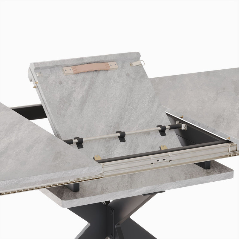 Modern Mid-Century Gray Dining Table Set With Extendable Design