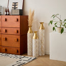 Mother's Day Gift Set Gilded White 3D Relief Flower Metal Vase Set - White / Gold