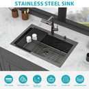 Drop-In Stainless Steel Kitchen Sink With Pull-Out Faucet And Soap Dispenser