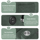 Convertible Sofa Bed Loveseat Sofa With Three USB Ports, Two Side Pockets, Two Cup Holders And 360° swivel Phone Holder For Living Room