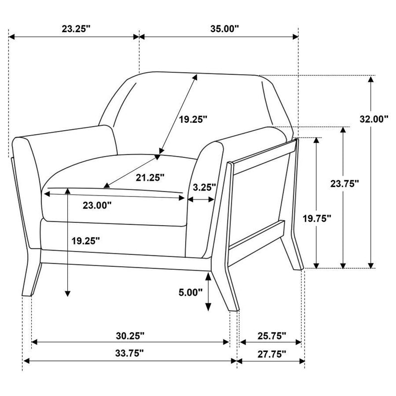 Vaughn - Fabric Upholstered Flared Arm Accent Chair - Gray