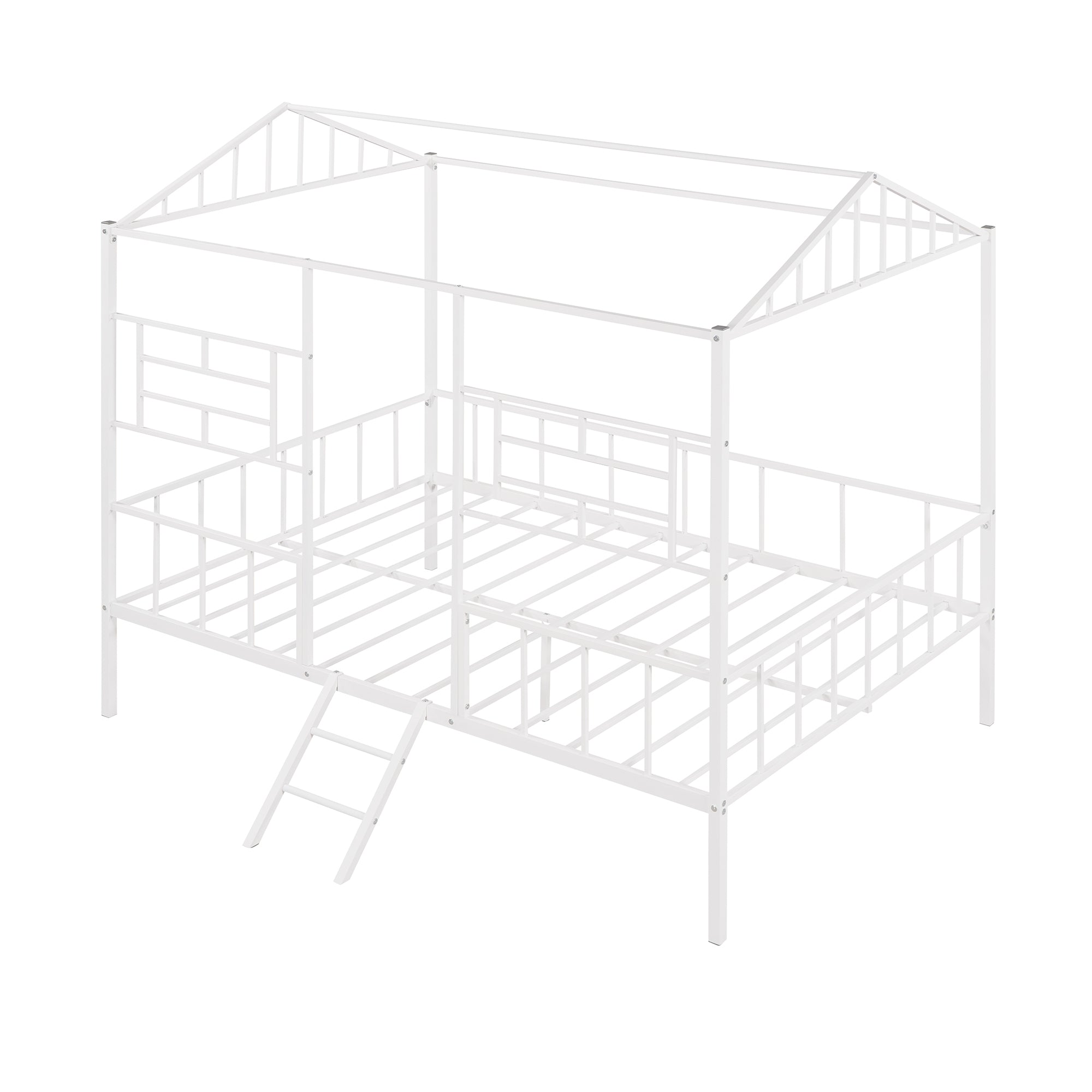 Metal House Bed Frame Full Size with Slatted Support No Box Spring Needed White - Atlantic Fine Furniture Melbourne FL