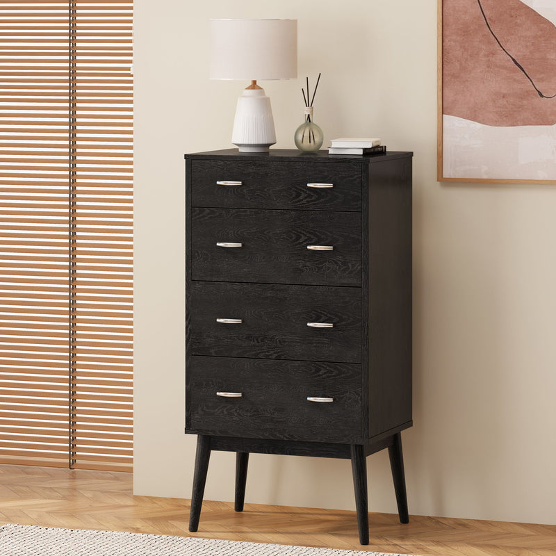 Wilbur - Faux Wood And Rubberwood 4 Drawer Dresser - Black