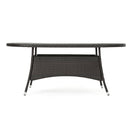 Outdoor Oval Dining Table With Silver Tipped Legs - Brown Multi