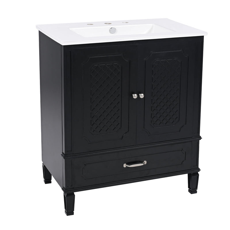 Vintage Style Bathroom Vanity With Sink, Multi Functional Storage, Soft-Closing Door