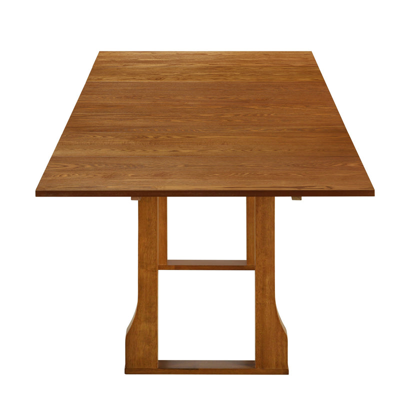 6 Piece Extendable Dining Table Set With 4 Wicker Back Upholstered Dining Chairs And Long Bench, 2 Removable Leaf