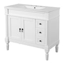 Bathroom Vanity With Ceramic Sink, 2 Doors 3 Drawers, Soft Close Design
