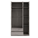 Modern 3 Door Mirror Wardrobe With 2 Drawers And Top Cabinet