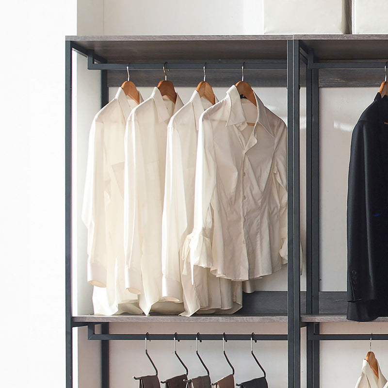 Monica - Wood Walk In Closet System With Modular Design Melamine - Rustic