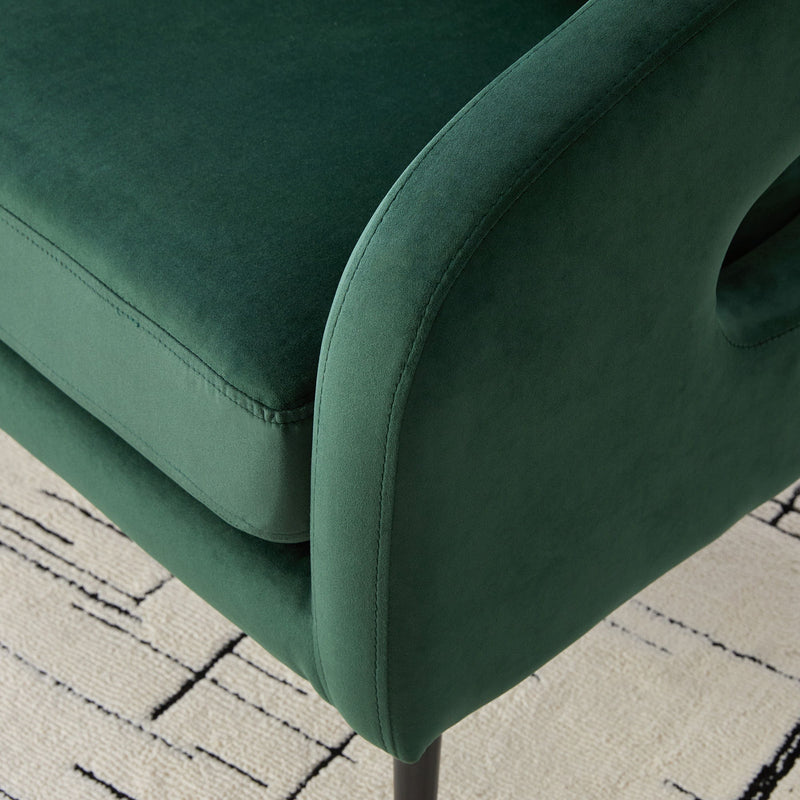 Open Back Loveseat Settee With 3 Pillows - Green